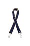 Polyester Column Bag - 120X3 Cm, Dark Blue Color, Beige Stripe and Silver Metal - 2