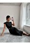 Women's Semi-Turtleneck Short Sleeve Floral Accessory Detailed Midi Diver Dress - 7