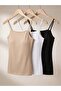 Women's Strappy Tank Top 3-Piece Set, 95% Cotton 5% Lycra Basic Underwear Top - Black / White / Nude