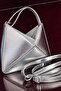 Envelope Foldable Detailed Silver Hanging Bag with Strap - 2