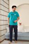 100% Cotton Short-Sleeve Men's Pajama Set with Pocket Details - 8