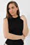 Black Women's Bamboo T-Shirt Crew Neck Sleeveless Undershirt - 2