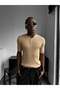 Men's Buttoned Crew Neck T-Shirt - Slim Fit Ribbed Knitted Henley Neck T-Shirt Old Money - 4