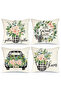 Set of 4 Floral Patterned Throw Pillow Covers Rose Bouquet Home Sweet Home Decorative Pillow