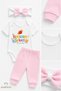Baby Girl 3-Piece Set for the Holidays, Printed Cotton Bodysuit, Pants, Bow Hair Band Combination - 5