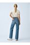 Danıca L High Waist Wide Leg Mid Indigo Jean Pants - 2