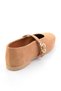 Women's Caramel Tan Suede Gold Buckle Strap Loafer Ballet Shoes - 8