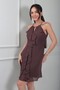 Women's Short Chiffon Dress with Ruffle Front and Lining