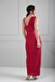 Women's V-Neck Draped Side Buckle Detailed Seersucker Imported Fabric Long Design Dress - 4