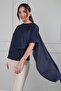 Women's Asymmetrical Cut Chiffon Blouse with Scarf - 2