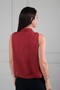 Women's Collared Gathered Chiffon Blouse - 4
