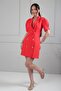 Women's Double-Breasted Collar Self-Tied Double Crepe Short Jacket Dress - 3
