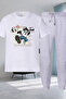 Cool Print Bottom Top Tracksuit Set Oversize Crew Neck