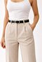 Women's Black Thin Belt with Oval Silver Buckle – Minimalist Stylish Casual & Classic Combination - 2