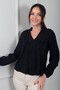 Women's Glittery Modal Blouse with Ruffles on the Front - 2