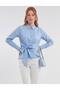 Cotton Blouse with Tie Detail in Light Aviator Blue