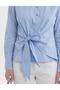 Cotton Blouse with Tie Detail in Light Aviator Blue - 6