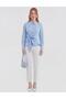 Cotton Blouse with Tie Detail in Light Aviator Blue - 2