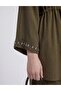 100% Lyocell Double Suit with Embroidery Detail Dark Khaki - 6