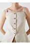 Nevavm with a Difference Lcw Vision Beige Square Collar Linen Blended Women's Classic Vest - S5Nc96Z8-Cwp - 3