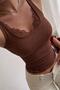 Women's Brown Square Collar Lace Stylish Blouse - 2