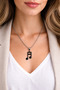 Black Note Figured Stainless Steel Necklace Unisex 60 cm Chain - 2