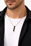 Unisex Gold Color Stainless Steel Bar Necklace 60 cm Chain - 2