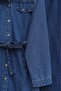 Buttoned Belted Waist Pocketed Jeans Double Set -Blue - 4