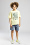 Dragon Boy's Printed Crew Neck T-Shirt Yellow