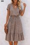 New Season Women's V-Neck Elastic Waist Short Sleeve Midi Single Jersey Dress