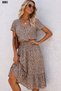 New Season Women's V-Neck Elastic Waist Short Sleeve Midi Single Jersey Dress - 2
