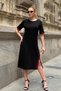 Black Striped Modal Dress - 5