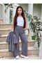 Stylish Version of Sporty Style for Young Girls and Children, Set of Palazzo Pants + Blazer Jacket with Buttons - 4