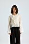 Women's Yellow Tencel Fabric Blouse with Lace Detail and Buttons 31043 - 4
