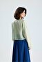Women's çağla tencel fabric blouse with lace-up detail and button closure 31043 - 7