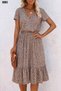 New Season Women's V-Neck Elastic Waist Short Sleeve Midi Single Jersey Dress - 3