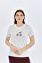 Embroidery print o-neck women's t-shirt cherry white - 2