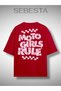 Moto Girls Rule Printed Premium Oversize T-Shirt