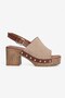 Women's Suede Platform Heeled Sandals Mara Beige - 2