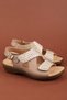 Women's Genuine Leather Special Orthopedic Comfortable Sandals with Removable Soles Yprk.460 Beige Honeycomb - 3