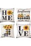 Set of 4 Sunflower Patterned Throw Pillow Covers Hello Summer Text Printed Decorative Pillow - 2