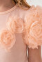 Girl's Ecru Rose Detailed Shorts Set-1004,01S - 2