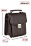 حقيبة يد رجالية متوسطة الحجم من براون بيريوميوم مع آلية قفل وحزام كتف - 2