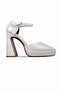 Nathan Women's Pointed Toe Ankle Strap Thick Heeled Shoes 4069