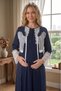 New Season Navy Blue Full Length Summer Lace Detailed Polka Dot Maternity Maternity Dressing Gown Nightgown Set - 4