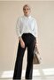 Long Backline Patterned Buttoned Loose Shirt -Ecru