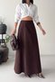 Women's Elastic Waist Flounce Long Skirt Brown 1063-78 - 6