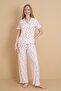 Mirano 3852 Heart Patterned Wrinkled Shirt Collar Buttoned Short Sleeve Women's Pajama Set - 3