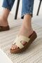 Malibu Premium Beige Genuine Leather Casual Slippers - 5