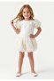 Girl's Ecru Rose Detailed Shorts Set-1004,01